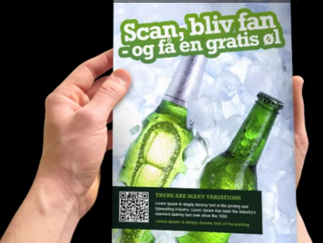 Folleto con QR - Escanéa, hazte fan - y recibe una cerveza gratis