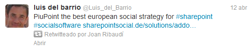 Tweet de Luis del Barrio retweeteado por Joan Ribaudi