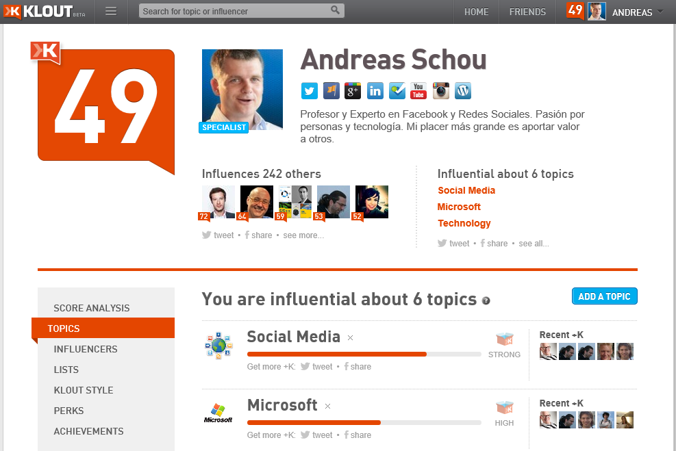 Klout Andreas Schou