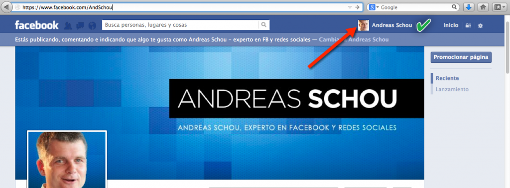 Es necesario usar la pagina de facebook como persona