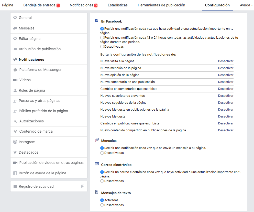 Cómo desactivar las notificaciones de las páginas de Facebook - configuración